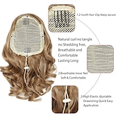 cheap Ponytails-Short Ponytail Extension10 inch Wavy Drawstring Ponytail with Clip in Hairpieces Synthetic Short Drawstring Pony Tail for Women