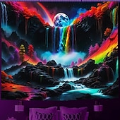tanie Blacklight gobelin-gobelin z czarnym światłem UV reaktywny świecący w ciemności świecąca impreza neonowa magiczna wodospad psychodeliczny trippy mglisty wiszący gobelin ścienny sztuka mural do salonu sypialni