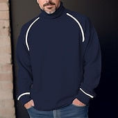 Men's Waffle Tee Waffle Shirt T Shirt Tee Top Long Sleeve Turtleneck Spring & Fall Color Block Fashion Designer Basic Patchwork Vacation Street Going out Dark Grey White Navy Blue Top Tee for Men 10