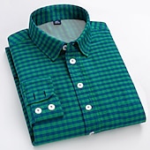 preiswerte Button-Down-Hemden für Herren-Herren Kleidhemd Kariertes Hemd Kragenhemd Karo Hochzeit Urlaub Gelb Rote Blau Grün Langarm Umlegekragen Frühling &amp; Herbst Bekleidung Button-Down