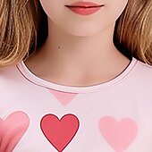abordables Vision 3D de la Fille &amp; Éclat-Saint Valentin Fille 3D Cœur Tee-shirts Chemises Rose manche longue 3D effet Automne Hiver Actif Mode Le style mignon Polyester Enfants 3-12 ans Col Ras du Cou Extérieur Casual du quotidien Standard
