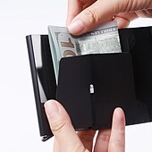 cheap Storage &amp; Organization-8-cards Men&#039;s Wallet Card Holder, Minimalist, RFID Anti-theft Scan Pop-up Aluminum Alloy Card Box