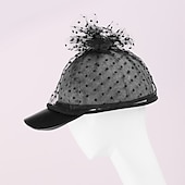 economico Cappelli per feste-cappelli cappello da sole in fibra cappello da velo casual vacanza semplice retrò con copricapo in tulle a pois