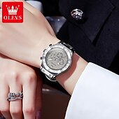 Недорогие Кварцевые часы-OLEVS Женский Кварцевые Роскошь Мода Стразы Деловые Светящийся Календарь ЗАЩИТА ОТ ВЛАГИ Кожа Часы
