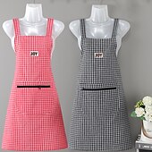 abordables Tablier-Tablier 100% coton respirant pour un usage domestique, cuisine, mode féminine d&#039;été, jolie version japonaise et coréenne du tablier, imprimé de travail anti-taches d&#039;huile