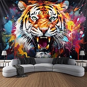 billige Blacklight -billedvev-blacklight billedvev uv reaktiv glød i mørket glød party neon tiger dyr psykedelisk trippy tåkete hengende billedvev veggkunst veggmaleri for stue soverom