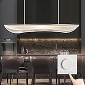 cheap Line Design-Kitchen Island Pendant Light, Ultra-Thin Acrylic Hanging Light Fixture, Gold Metal Suspension Lamp, Modern 40W LED Pendant Lamps, Simple Dining Room Long Chandelier Dimmable with Remote Control