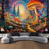 billiga Blacklight tapestries-blacklight gobeläng uv reaktiv glöd i mörkret glöd fest neon svamp väg landskap psykedelisk trippy dimmigt hängande gobeläng väggkonst väggmålning för att leva