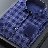 voordelige strijkvrije overhemden voor heren-Voor heren Overhemd Geruit overhemd Shirt met kraag Fleeceshirt Overhemd met knopen Ruitjes Bruiloft Buiten A B C D Lange mouw Strijkijzer Winter Kleding