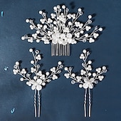 preiswerte Hochzeit Kopfschmuck-Haarkämme Kopfbedeckung Künstliche Perle Aleación Hochzeit Cocktail Elegant Luxus Mit Kunstperlen Pure Farbe Kopfschmuck Kopfbedeckung