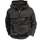 abordables sudaderas basicas hombre-Hombre Sudadera Sudadera con capucha y cremallera de un cuarto Táctico Negro Verde Ejército Azul Piscina Gris Con Capucha Plano Retazos Bolsillo Deporte Diario Festivos Ropa de calle Fresco Casual