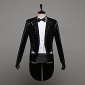 cheap Outfits-Retro Vintage Disco 1980s Tuxedo Suits &amp; Blazers Tailcoat Disco Sequins Men&#039;s Masquerade Party / Evening Pride Parade Pride Month Adults&#039; Coat