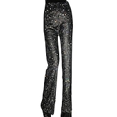 cheap Bottoms-Metallic Sparkle Pants Sheer Mesh Rhinestone Cover Up Disco Solid Color Women&#039;s Party Club Pride Parade Adults&#039; Pants