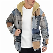 cheap Men&#039;s 3D Hoodies-Men&#039;s Patchwork Graphic Prints Hoodie Hoodies Sweatshirt Zip Hoodie Long Sleeve Hooded Sweatshirt Hooded Daily 3D Print Holiday Vacation Going out Blue Purple Fleece Winter Designer