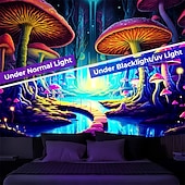 billige Blacklight -billedvev-blacklight billedvev uv reaktiv glød i mørket glød fest neon sopp natur landskap psykedelisk trippy tåkete hengende billedvev veggkunst veggmaleri for stue soverom