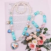 abordables Accesorios usables-Conjunto de pulsera y collar de perlas para niños, collar de unicornio, accesorios para niñas y bebés, collar para niños