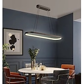 economico Luci Isola cucina-Lampadario a sospensione ovale a led 69cm moderno semplice in alluminio appeso a isola illuminazione 36w per sala da pranzo ristorante conferenza bar caffetteria lampadario