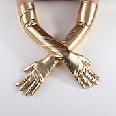 abordables Articles de fête-Gants en cuir verni sexy cosplay gants serrés et allongés avec revêtement en cuir brillant gants de performance de danse en tube d&#039;acier ds