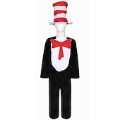 levne Filmové a TV kostýmy-Kočka v klobouku Kočka Cosplay kostým Chlapecké Dívčí Filmové kostýmy Anime Dívky Chlapci předvečer Všech svatých Plesová maškaráda Leotard / Kostýmový overal Šaty Klobouk