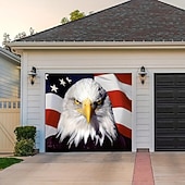 abordables 4 juillet-Couvercle de porte de garage extérieur avec aigle américain pour le 4 juillet bannière du jour de l'indépendance grande décoration de toile de fond pour la porte de garage extérieure décorations