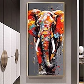 abordables Pinturas de animales-Hecho a mano Pintura al óleo pintada a colgar Pintada a mano Horizontal Abstracto Animales Moderno Sin marco interior  (sin marco)