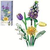 ieftine Jucării de Construit-cadouri de ziua femeii set de buchete mini flori artificiale blocuri de construcție buchet de trandafiri model de decorare ghiveci cadouri de ziua îndrăgostiților pentru îndrăgostiți și fete ziua
