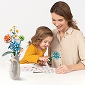 economico Per lei-Regali di Natale per donne Mamma Lei set di bouquet di mattoncini in miniatura Fiori artificiali DIY decorazione unica per la casa Serie piante adatta per ragazze di 8-12 anni regalo di San Valentino