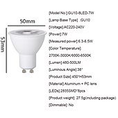 billige Spotlys med LED-gu10 led lyspærer dimbar 220vvarm hvit3000k 7w led pærer for kjøkkenvifte stue soverom(10 stk)