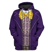 economico Grafica di personaggi di cartoni animati e film-Charlie e la fabbrica di cioccolato Willy Wonka Oompa Loompa Felpa con cappuccio Cartone animato Manga Stampa 3D Tasca frontale Grafica Per Da coppia Per uomo Per donna Per adulto Carnevale Mascherata