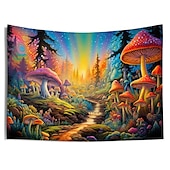 billiga Blacklight tapestries-blacklight gobeläng uv reaktiv glöd i mörkret glöd fest neon svamp väg landskap psykedelisk trippy dimmigt hängande gobeläng väggkonst väggmålning för att leva