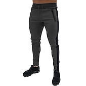 cheap Men&#039;s Active Pants-Men&#039;s Trousers Track Pants Jogging Pants Outdoor Athleisure Daily Sports Soft Comfortable Pocket Drawstring Elastic Waist Color Block Full Length Fashion Casual Activewear Wine Red Black Micro-elastic
