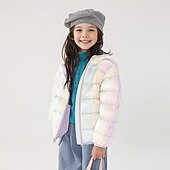 preiswerte Mädchen Daunen- und Parkajacke-Kinder Mädchen Daunenjacke Einfarbig Aktiv Reißverschluss Outdoor Mantel Oberbekleidung 2-12 Jahre Winter Regenbogenfarben Kaffeefarbe Rosa