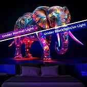 billiga Blacklight tapestries-blacklight gobeläng uv reaktiv glöd i mörkret glöd party neon elefant djur psykedeliskt trippy dimmigt hängande gobeläng väggkonst väggmålning för vardagsrum sovrum