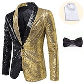 preiswerte Outfits-Retro Vintage Disko 1980er Anzüge &amp; Blazer Disco Pailletten Herren Karnevalskostüm Maskerade Party / Abend Pride Parade Pride-Monat Erwachsene Mantel Hemd Krawatte