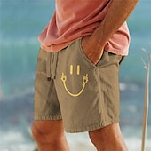 cheap Holiday-Men&#039;s Graphic Smile Face Shorts Summer Shorts Beach Shorts Mid Waist Streetwear Hawaiian Designer Casual Daily Holiday Drawstring Elastic Waist 3D Print Designer Clothing Apparel