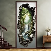 Недорогие Дверные чехлы-водопад пещера дверные покрытия фреска декор дверной гобелен дверной занавес украшение фон дверной баннер съемный для входной двери в помещении и на открытом воздухе украшение дома комнаты декор