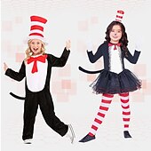 levne Filmové a TV kostýmy-Kočka v klobouku Kočka Cosplay kostým Chlapecké Dívčí Filmové kostýmy Anime Dívky Chlapci předvečer Všech svatých Plesová maškaráda Leotard / Kostýmový overal Šaty Klobouk