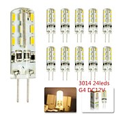 economico Luci LED bi-pin-20 pz 10 pz g4 ha condotto la lampadina 2 w 24 led dc12v 3014smd risparmio mini lampada in silicone 360 angolo del fascio sostituire la luce alogena faretto lampadario