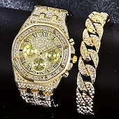 baratos Relógios Quartz-2 unidades / conjunto, relógio de quartzo de negócios esportivos masculinos da moda &amp; pulseira de aço inoxidável, conjunto de presente masculino