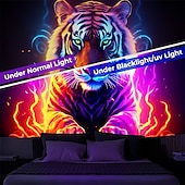 billige Blacklight -billedvev-blacklight billedvev uv reaktiv glød i mørket glød party neon tiger dyr psykedelisk trippy tåkete hengende billedvev veggkunst veggmaleri for stue soverom
