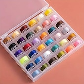 cheap Arts, Crafts &amp; Sewing-25/36pcs/set Bobbin With Sewing Thread, 25/36 Grids Boxed Color Bobbins, Practical Replacement Simple Installation Household For Sewing Machine