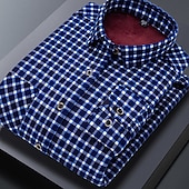 voordelige strijkvrije overhemden voor heren-Voor heren Overhemd Geruit overhemd Shirt met kraag Fleeceshirt Overhemd met knopen Ruitjes Bruiloft Buiten A B C D Lange mouw Strijkijzer Winter Kleding