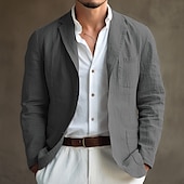 cheap Men&#039;s Blazers-Men&#039;s Graduation Blazer Formal Evening Wedding Party Party &amp; Evening Pocket Fashion Casual Spring &amp;  Fall Polyester Plain Pocket Casual / Daily Single Breasted Blazer Black White Blue khaki