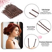 cheap Hair Styling Accessories-U Shaped Hair Pins, 200PCS 2.4inch Bun Hair Pins for Women Kids Girls Hairdressing Salon with Storage Box, for All Hair Types - Brown