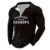 abordables Polo con texto divertido para hombre-Camisetas de papá. Frases y citas. Camisetas de hombre impresión casual polo con cremallera uso diario vacaciones fin de semana poliéster tafetán de manga larga polos con cuello. Negro azul primavera