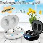 abordables Dispositivos electrónicos de cuidado personal-Audífono ITE invisible recargable - Amplificador de sonido digital mini con tono ajustable para ancianos apoyo para pérdida auditiva