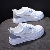 economico Sneakers da donna-Per donna Scarpe da ginnastica Scarpe bianche Scarpe da papà Esterno Giornaliero Estate Lacci Plateau Punta tonda Per sport Informale Footing Similpelle Con lacci intrecciali Bianco/blu Grigio