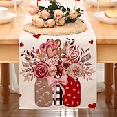 cheap Table Runners-Valentines Day Table Runner Holiday Table Runner Seasonal Farmhouse Burlap Table Cloth for Wedding Anniversary Home Kitchen Dinner Table Party Decor