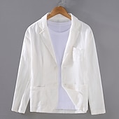 cheap Men&#039;s Blazers-Men&#039;s Graduation Blazer Formal Evening Wedding Party Party &amp; Evening Pocket Fashion Casual Spring &amp;  Fall Polyester Plain Pocket Casual / Daily Single Breasted Blazer Black White Blue khaki
