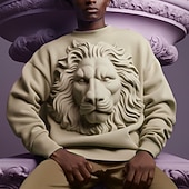 tanie wzór 3D-Męskie Graficzny Zwierzę Lew Bluzy Bluza z kapturem Długi rękaw Podkoszulek Półgolf Moda Codzienny Druk 3D Streetwear Urlop Święto Nadruk Wiosna i jesień